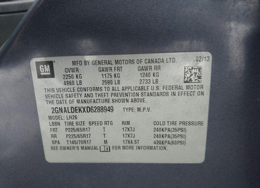 Photo 9 of 2013 Chevrolet Equinox 1LT (VIN 2GNALDEKXD6288949)