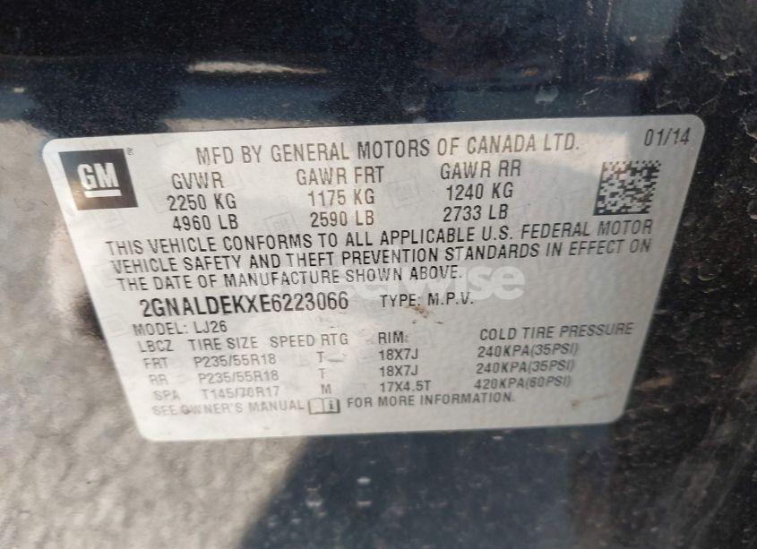 Photo 9 of 2014 Chevrolet Equinox LTZ (VIN 2GNALDEKXE6223066)