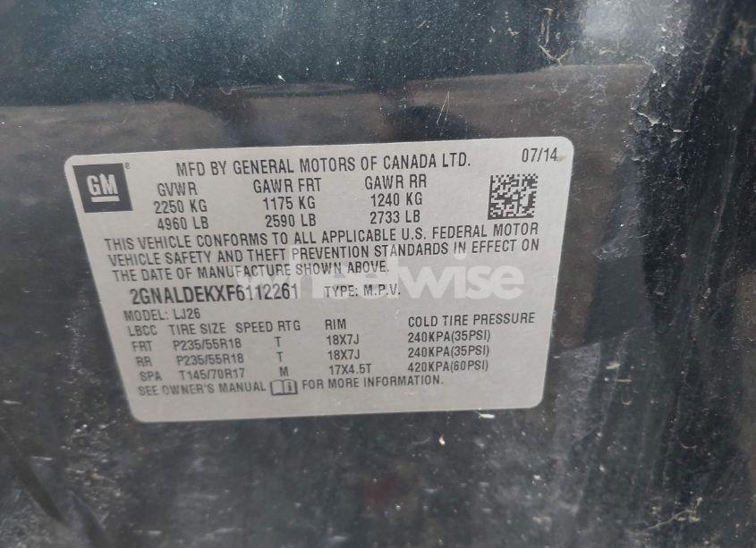 Photo 9 of 2015 Chevrolet Equinox LTZ (VIN 2GNALDEKXF6112261)