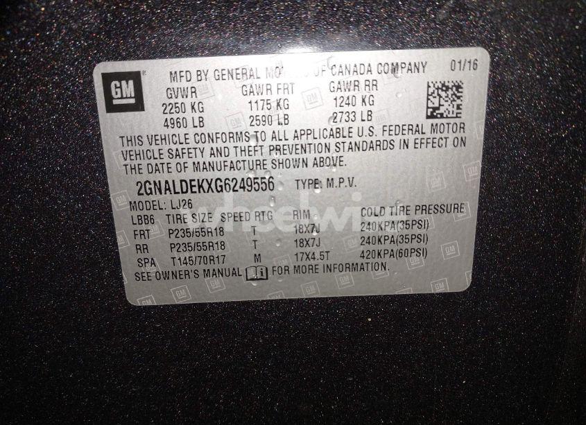 Photo 9 of 2016 Chevrolet Equinox LTZ (VIN 2GNALDEKXG6249556)