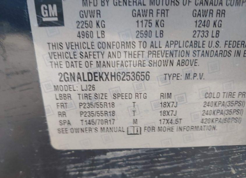 Photo 9 of 2017 Chevrolet Equinox PREMIER (VIN 2GNALDEKXH6253656)