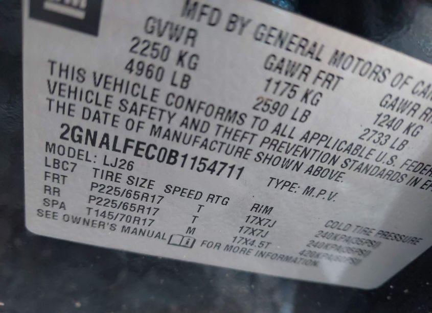 Photo 9 of 2011 Chevrolet Equinox LTZ (VIN 2GNALFEC0B1154711)