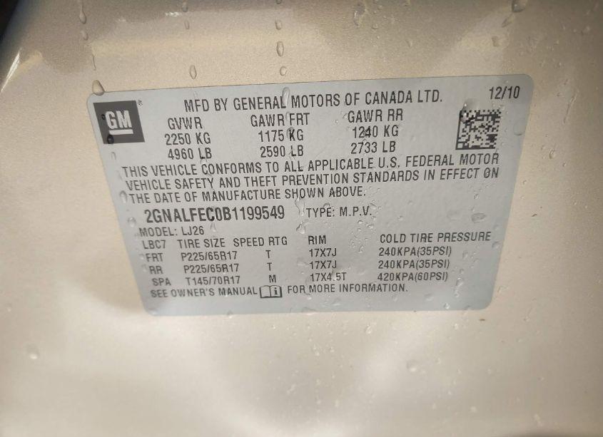 Photo 9 of 2011 Chevrolet Equinox LTZ (VIN 2GNALFEC0B1199549)