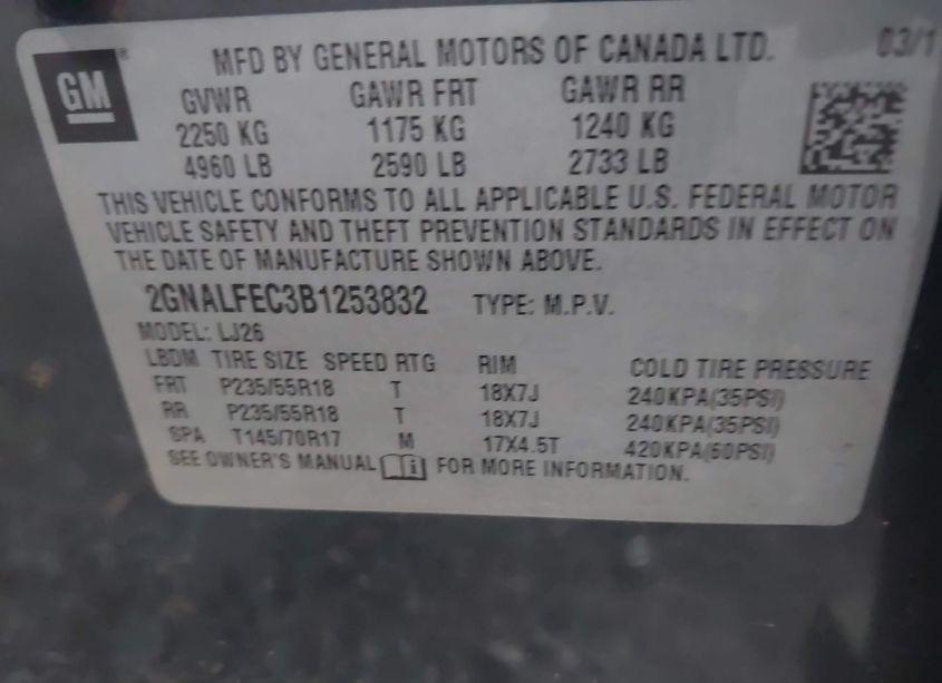 Photo 9 of 2011 Chevrolet Equinox LTZ (VIN 2GNALFEC3B1253832)