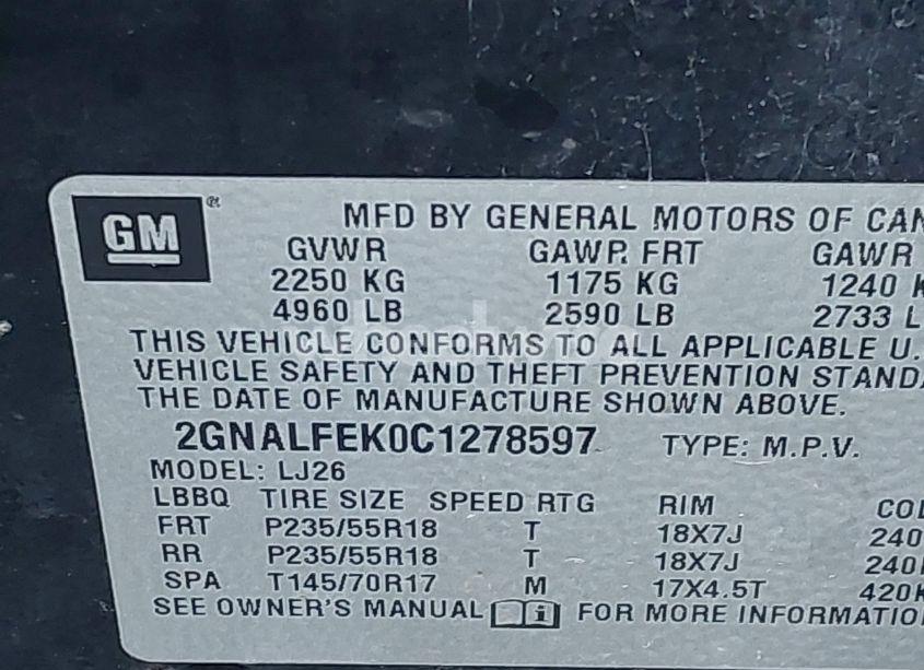 Photo 9 of 2012 Chevrolet Equinox LTZ (VIN 2GNALFEK0C1278597)