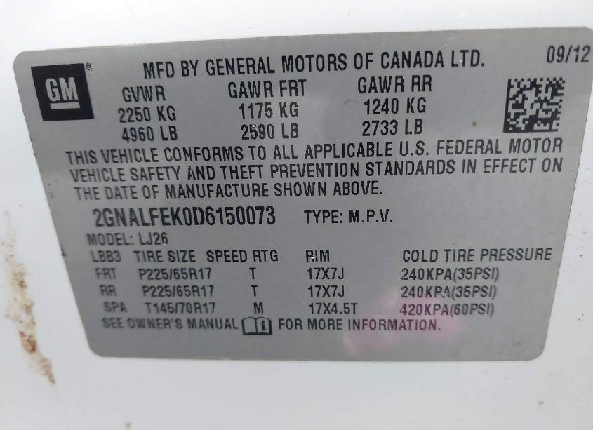 Photo 9 of 2013 Chevrolet Equinox LTZ (VIN 2GNALFEK0D6150073)