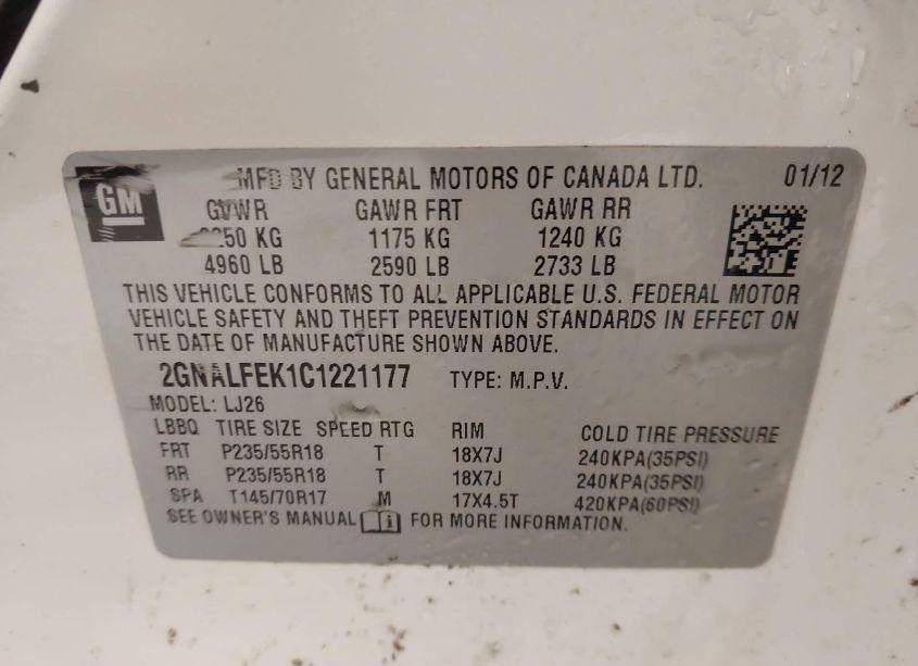 Photo 9 of 2012 Chevrolet Equinox LTZ (VIN 2GNALFEK1C1221177)