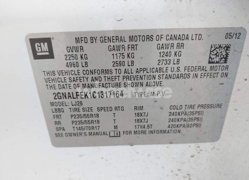 Photo 9 of 2012 Chevrolet Equinox LTZ (VIN 2GNALFEK1C1317164)