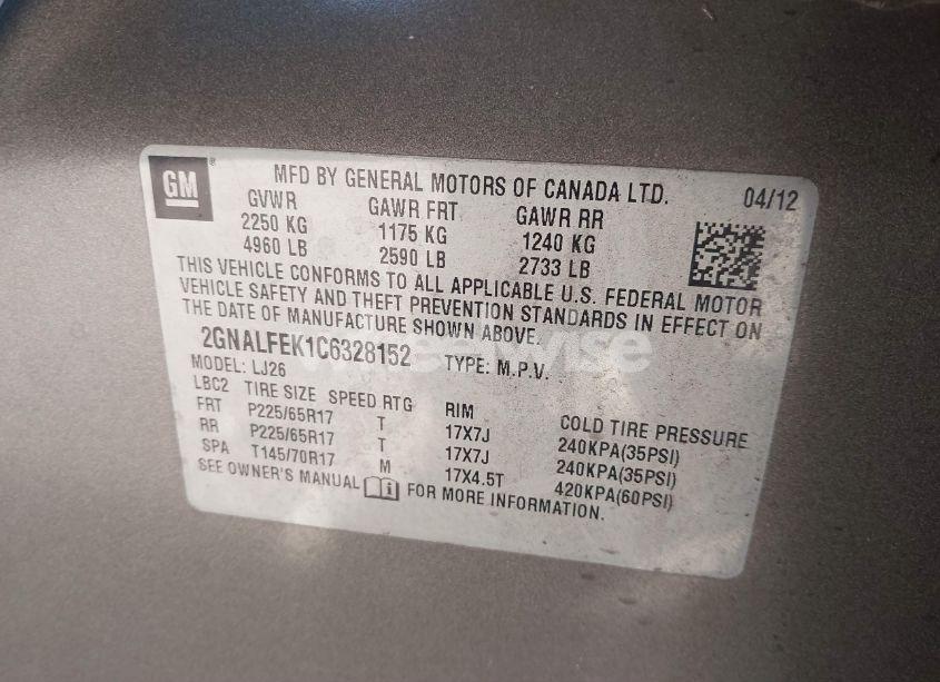 Photo 9 of 2012 Chevrolet Equinox LTZ (VIN 2GNALFEK1C6328152)