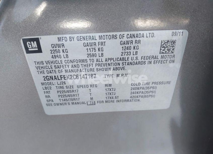 Photo 9 of 2012 Chevrolet Equinox LTZ (VIN 2GNALFEK2C6147187)