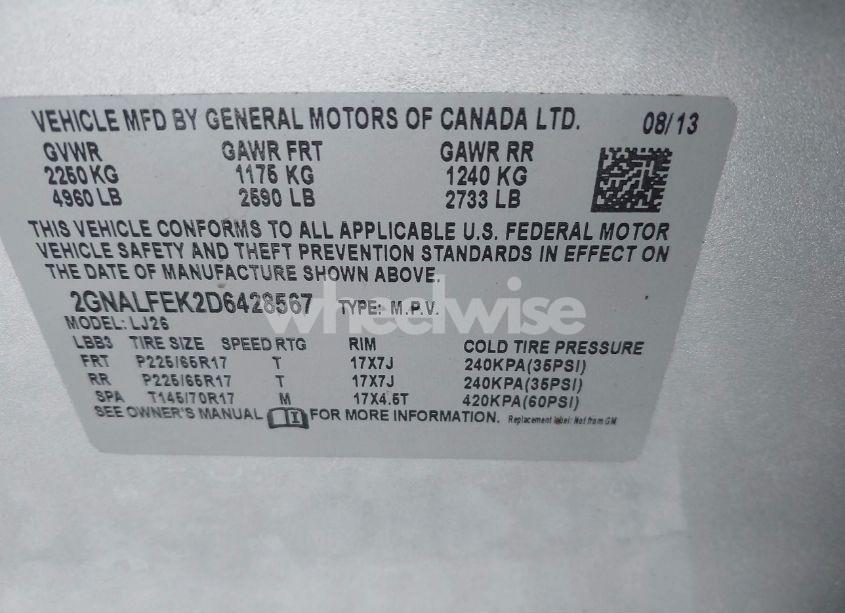 Photo 9 of 2013 Chevrolet Equinox LTZ (VIN 2GNALFEK2D6428567)