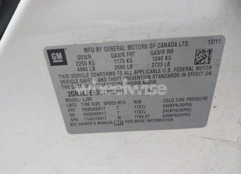 Photo 9 of 2012 Chevrolet Equinox LTZ (VIN 2GNALFEK3C1203215)