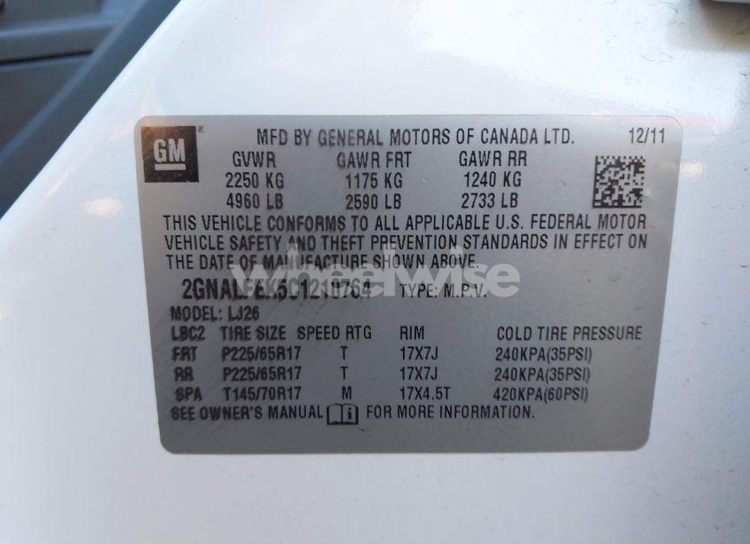 Photo 9 of 2012 Chevrolet Equinox LTZ (VIN 2GNALFEK5C1210764)