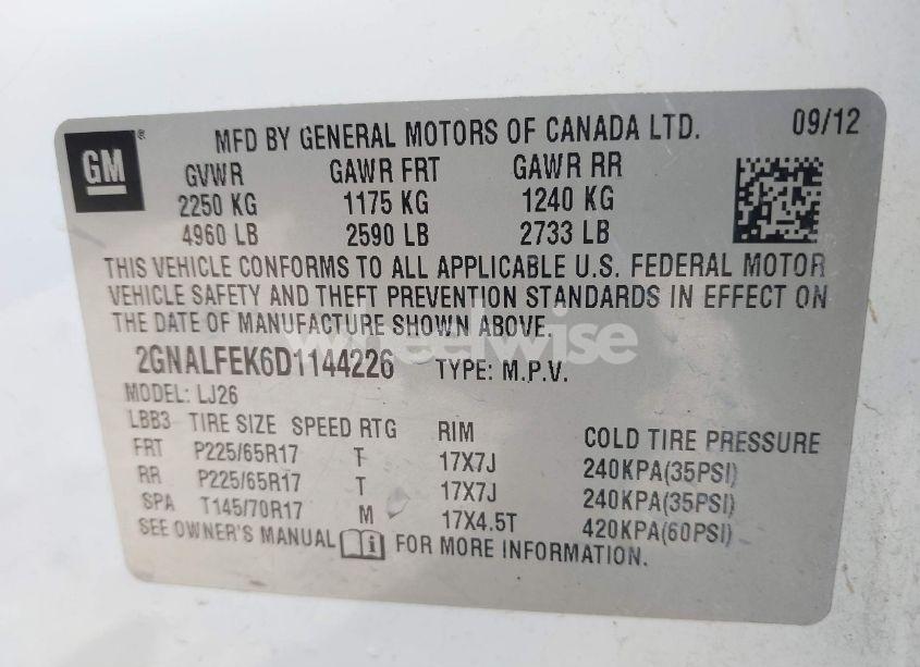 Photo 9 of 2013 Chevrolet Equinox LTZ (VIN 2GNALFEK6D1144226)