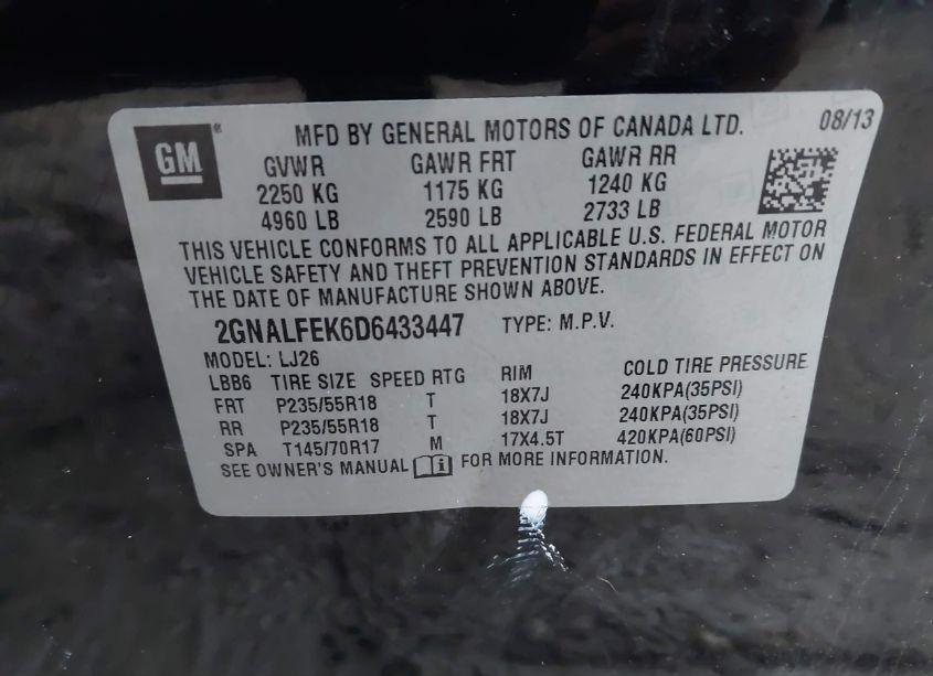 Photo 9 of 2013 Chevrolet Equinox LTZ (VIN 2GNALFEK6D6433447)