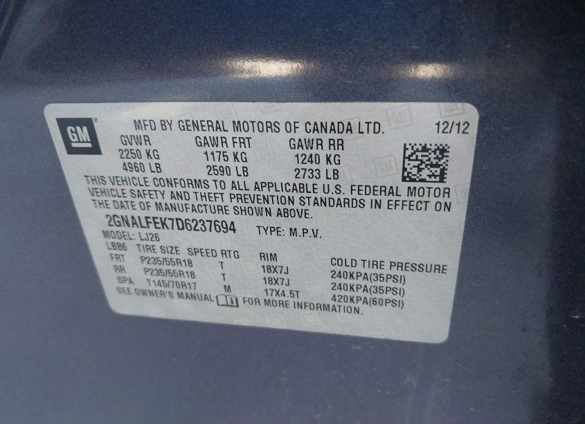Photo 9 of 2013 Chevrolet Equinox LTZ (VIN 2GNALFEK7D6237694)
