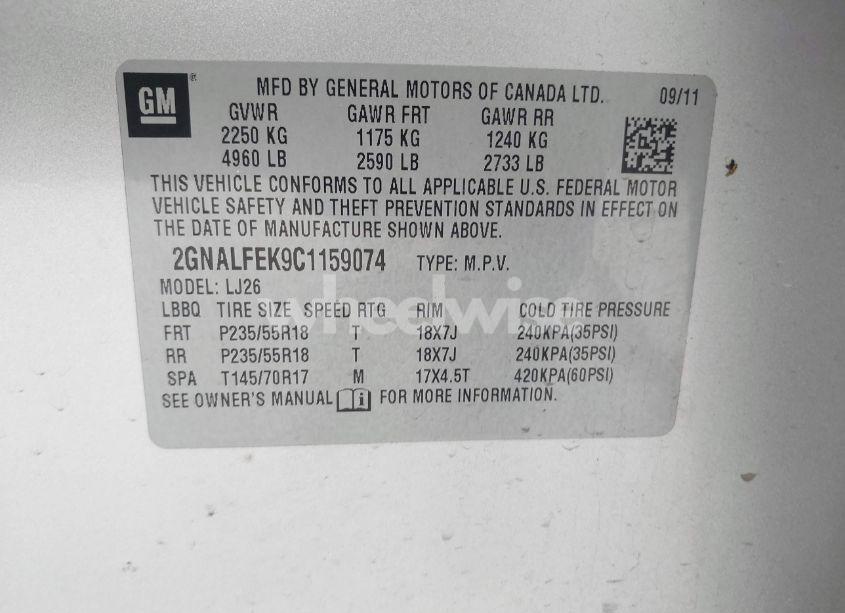 Photo 9 of 2012 Chevrolet Equinox LTZ (VIN 2GNALFEK9C1159074)