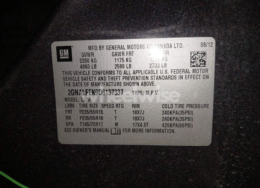 Photo 9 of 2013 Chevrolet Equinox LTZ (VIN 2GNALFEK9D6137337)