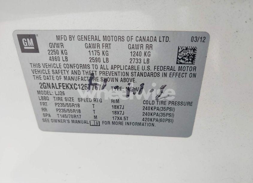 Photo 9 of 2012 Chevrolet Equinox LTZ (VIN 2GNALFEKXC1267767)