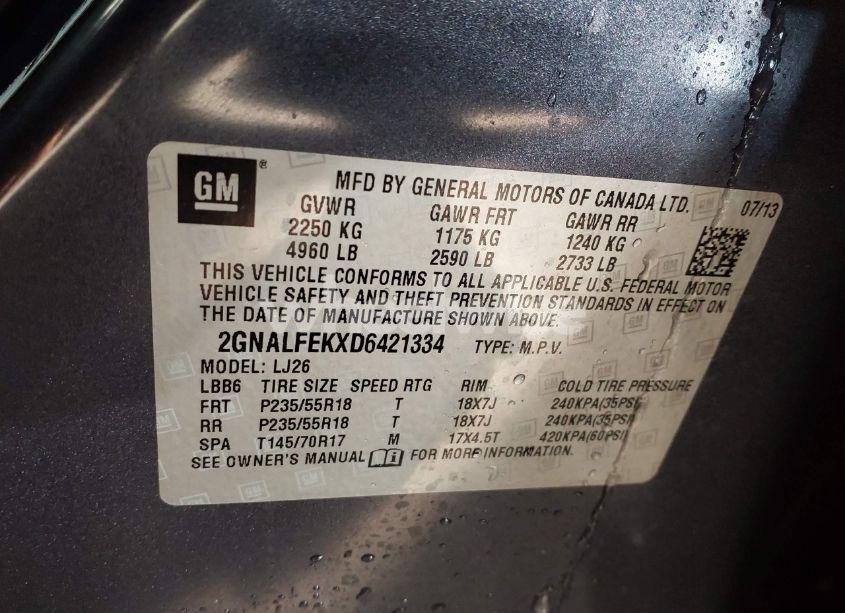 Photo 9 of 2013 Chevrolet Equinox LTZ (VIN 2GNALFEKXD6421334)