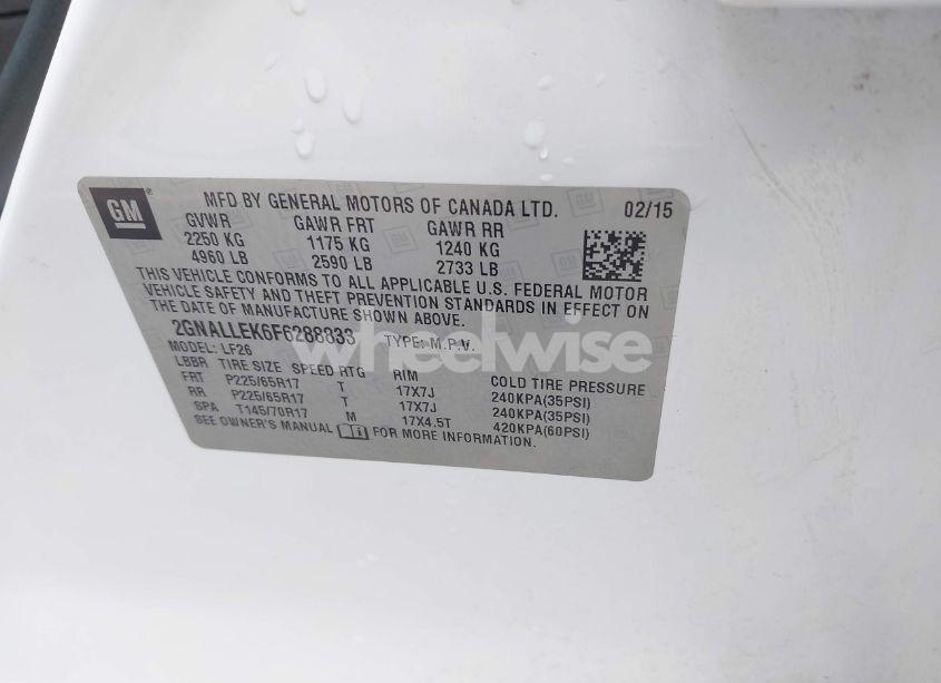 Photo 9 of 2015 Chevrolet Equinox L (VIN 2GNALLEK6F6288833)