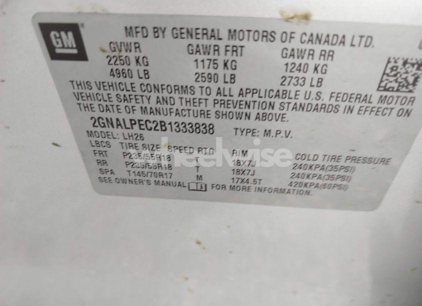 Photo 9 of 2011 Chevrolet Equinox 2LT (VIN 2GNALPEC2B1333838)