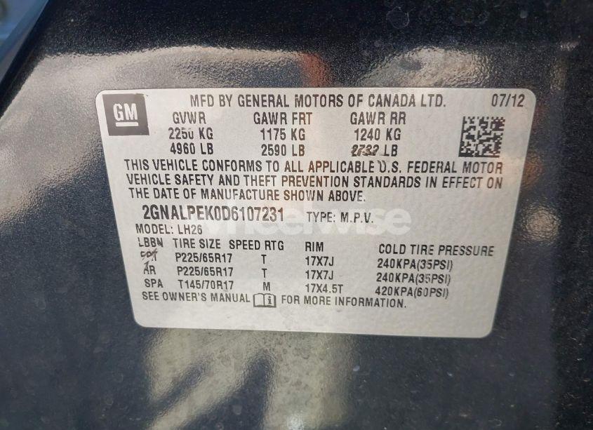 Photo 9 of 2013 Chevrolet Equinox 2LT (VIN 2GNALPEK0D6107231)