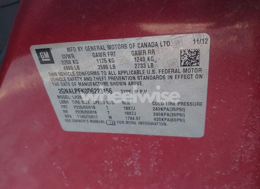 Photo 9 of 2013 Chevrolet Equinox 2LT (VIN 2GNALPEK0D6223156)