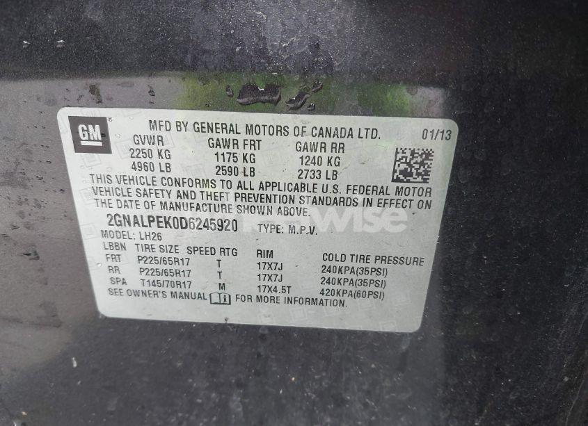 Photo 9 of 2013 Chevrolet Equinox 2LT (VIN 2GNALPEK0D6245920)