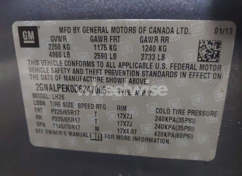 Photo 9 of 2013 Chevrolet Equinox 2LT (VIN 2GNALPEK0D6247005)