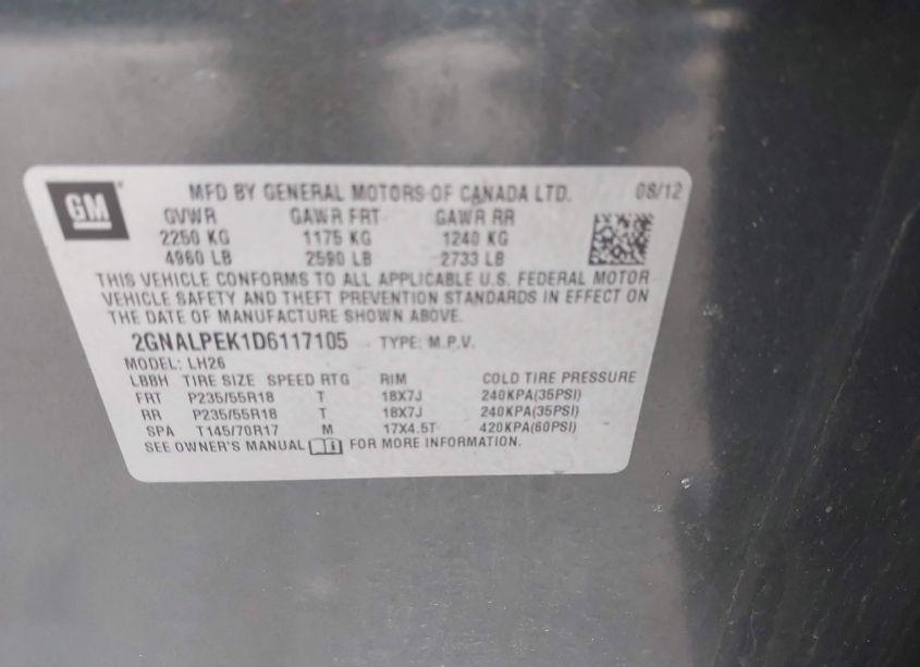 Photo 9 of 2013 Chevrolet Equinox 2LT (VIN 2GNALPEK1D6117105)