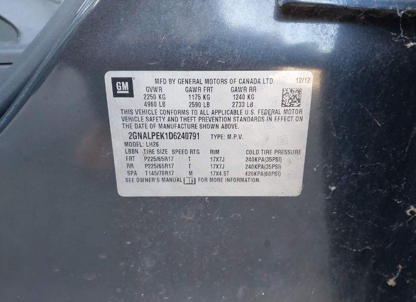 Photo 9 of 2013 Chevrolet Equinox 2LT (VIN 2GNALPEK1D6240791)