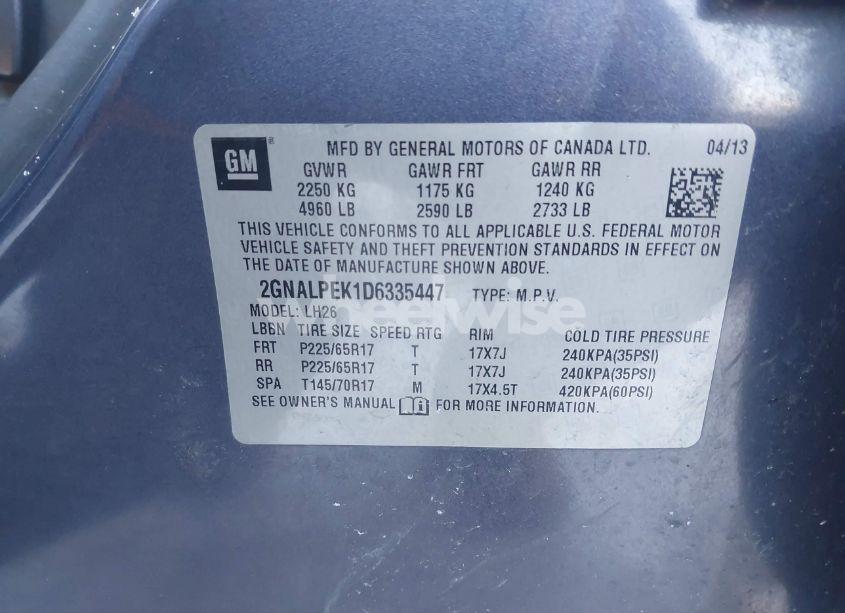 Photo 9 of 2013 Chevrolet Equinox 2LT (VIN 2GNALPEK1D6335447)