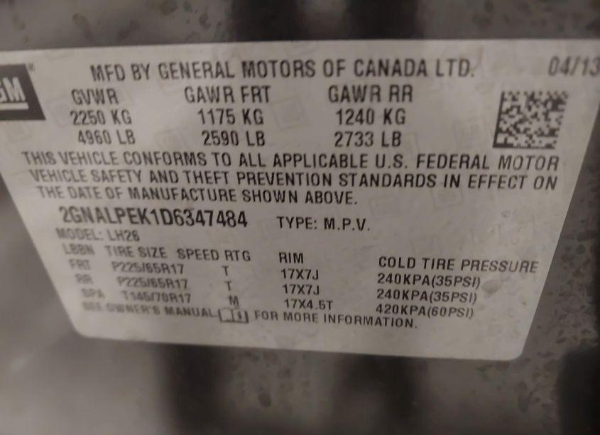 Photo 9 of 2013 Chevrolet Equinox 2LT (VIN 2GNALPEK1D6347484)