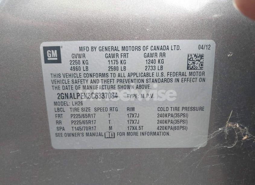 Photo 9 of 2012 Chevrolet Equinox 2LT (VIN 2GNALPEK3C6337084)