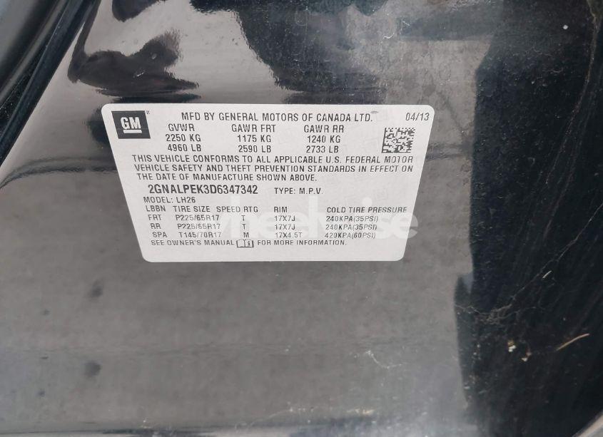 Photo 9 of 2013 Chevrolet Equinox 2LT (VIN 2GNALPEK3D6347342)