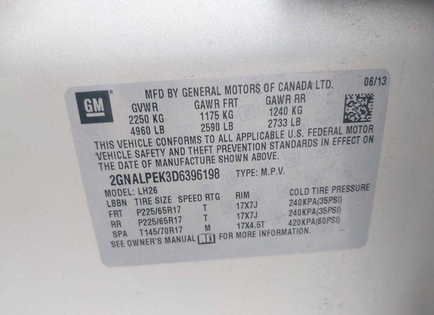 Photo 9 of 2013 Chevrolet Equinox 2LT (VIN 2GNALPEK3D6396198)