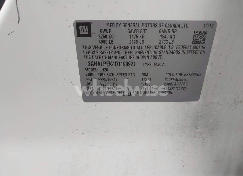 Photo 9 of 2013 Chevrolet Equinox 2LT (VIN 2GNALPEK4D1190921)