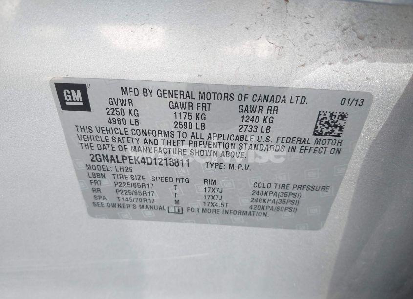 Photo 9 of 2013 Chevrolet Equinox 2LT (VIN 2GNALPEK4D1213811)