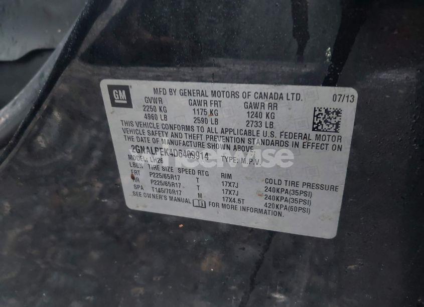 Photo 9 of 2013 Chevrolet Equinox 2LT (VIN 2GNALPEK4D6409914)