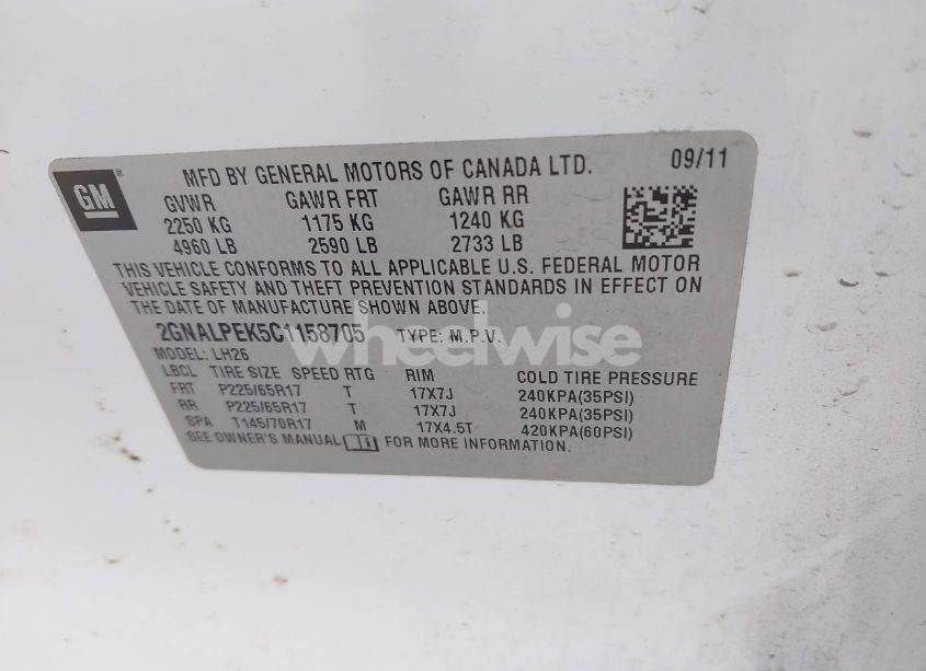 Photo 9 of 2012 Chevrolet Equinox 2LT (VIN 2GNALPEK5C1158705)