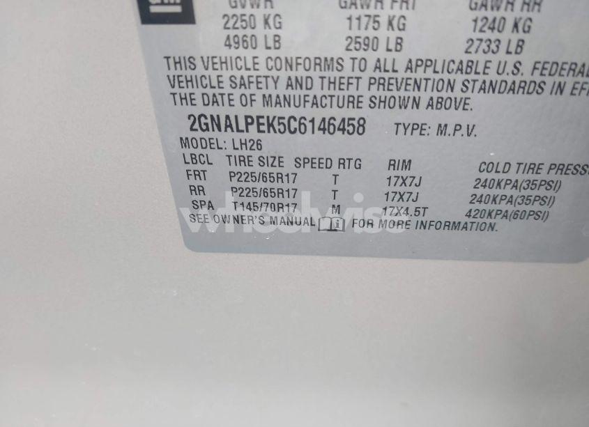 Photo 9 of 2012 Chevrolet Equinox 2LT (VIN 2GNALPEK5C6146458)