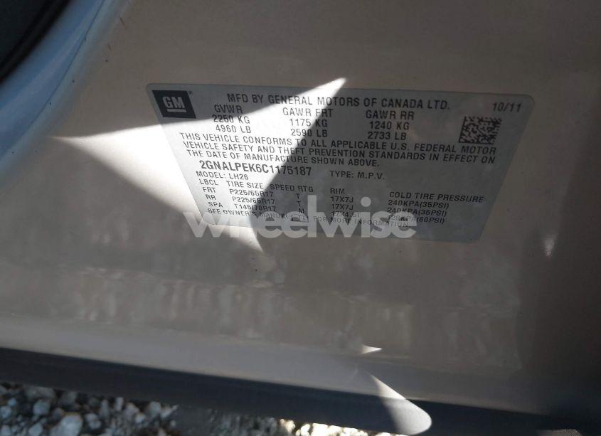 Photo 9 of 2012 Chevrolet Equinox 2LT (VIN 2GNALPEK6C1175187)