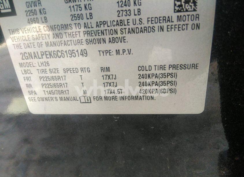 Photo 9 of 2012 Chevrolet Equinox 2LT (VIN 2GNALPEK6C6195149)