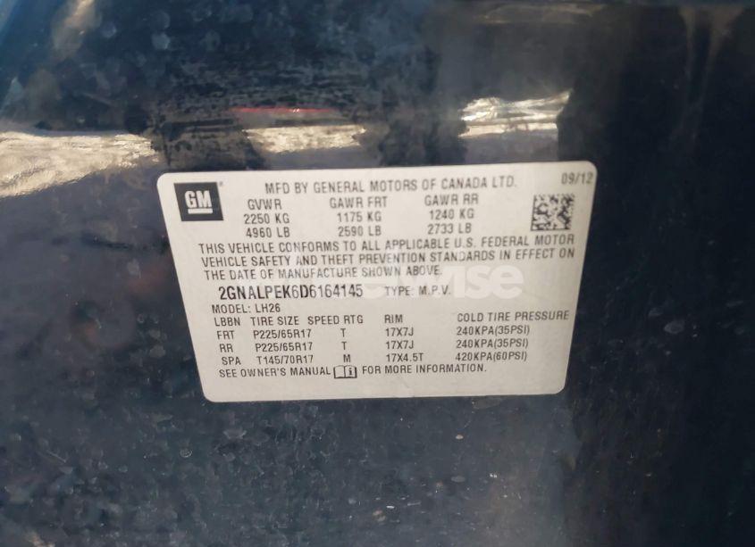 Photo 9 of 2013 Chevrolet Equinox 2LT (VIN 2GNALPEK6D6164145)