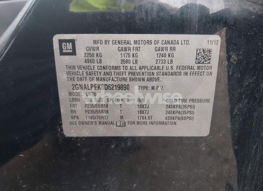 Photo 9 of 2013 Chevrolet Equinox 2LT (VIN 2GNALPEK8D6219890)