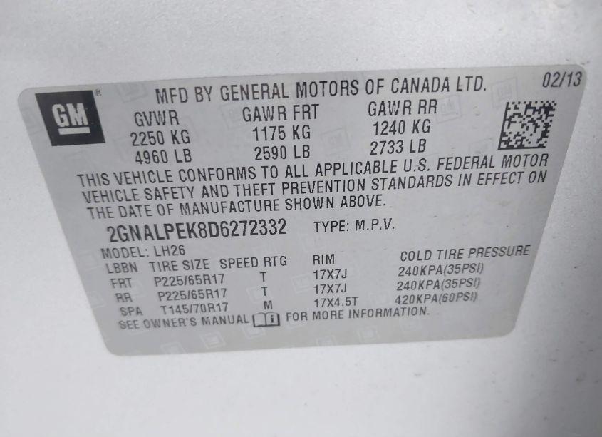 Photo 9 of 2013 Chevrolet Equinox 2LT (VIN 2GNALPEK8D6272332)