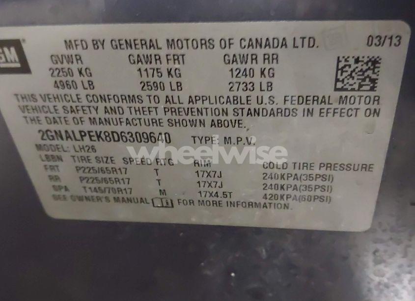 Photo 9 of 2013 Chevrolet Equinox 2LT (VIN 2GNALPEK8D6309640)