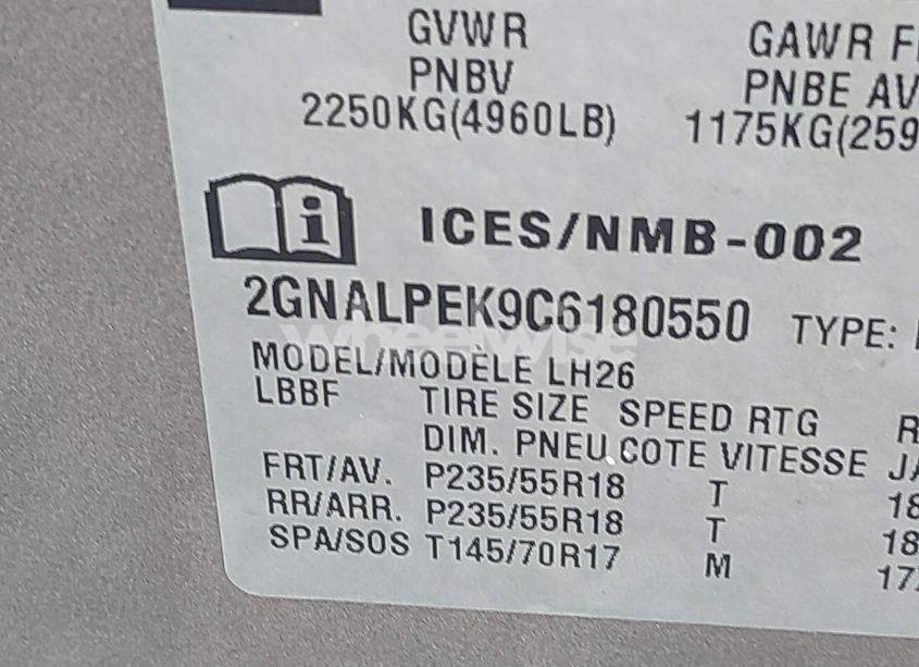 Photo 9 of 2012 Chevrolet Equinox 2LT (VIN 2GNALPEK9C6180550)