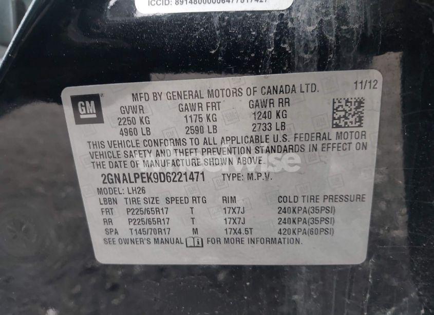 Photo 9 of 2013 Chevrolet Equinox 2LT (VIN 2GNALPEK9D6221471)